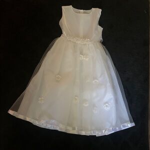 Darling White Floral Tulle Dress for Girls